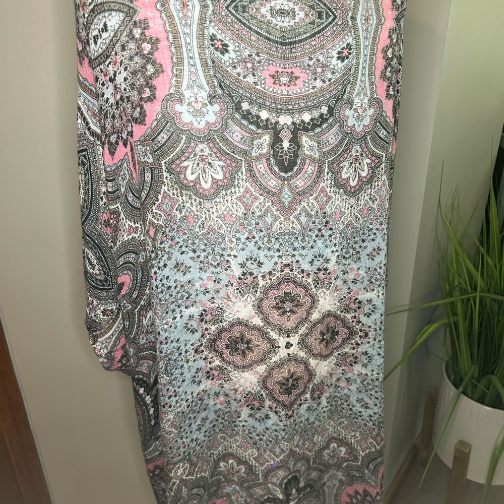 American Eagle Boho Paisley kimono sheer lightweight cardigan Open-Front Shrug - Picture 10 of 10